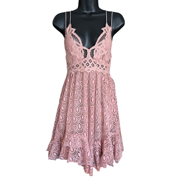 Free People FP One Dusty Pink Adella Burnout Slip Dress Lace Strappy Size S - Picture 6 of 17